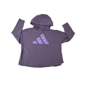 Adidas Cropped Loose Fit Hoodie Purple Athletic Lightweight Logo Girl Small 7/8